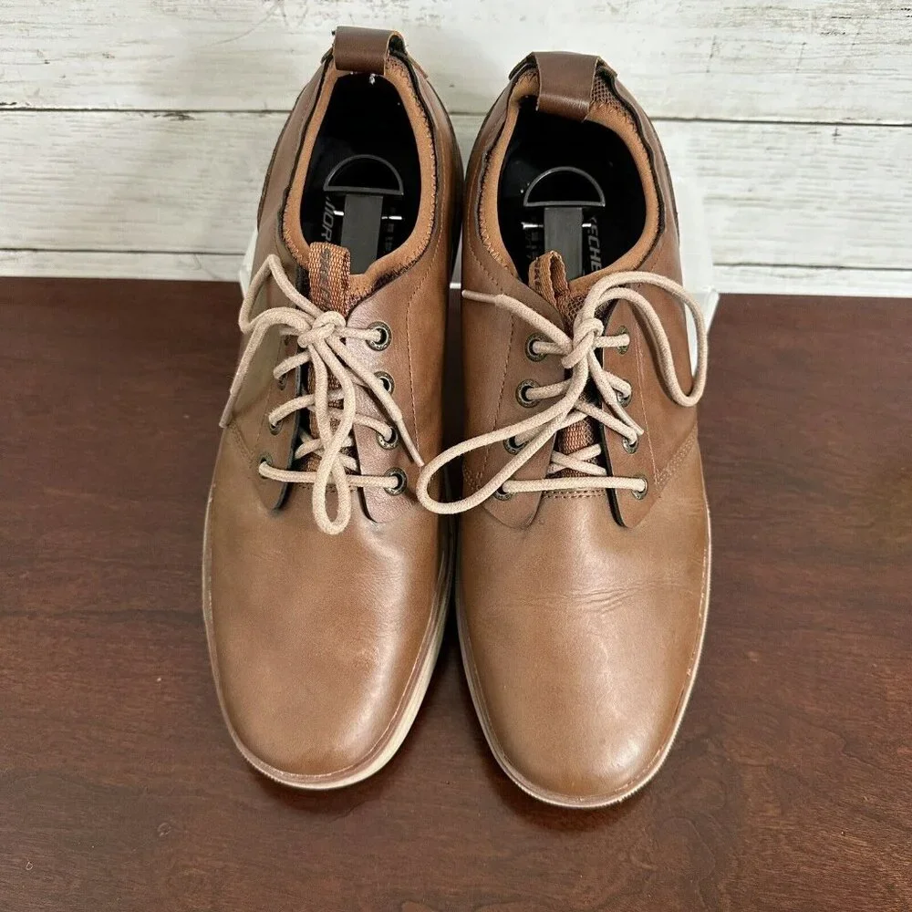 Skechers Men's 10 Brown Heston-Rogic Oxford Leather Air Cooled Memory Foam Shoes
